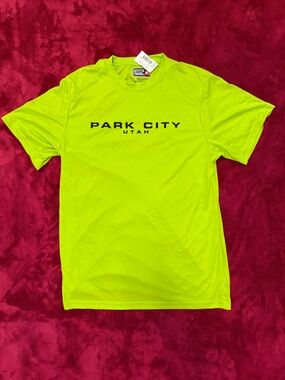 Park City Utah Kids XL Neon Green Performance Tee